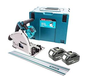 Makita DSP600ZJ 36V Brushless Plunge Saw with 2 x 5Ah Batteries & Guide Rail