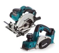 Makita DSS611Z 18V LXT Cordless Circular Saw with Makita DKP180Z 82mm Planer