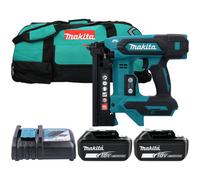 Makita Dst630Z 18V Lxt Cordless Brushless Narrow Crown Stapler With 2 X 5Ah Batteries, Charger & Lxt600 Tool Bag