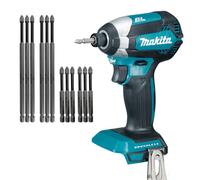 Makita DTD153Z 18V LXT Cordless Brushless Impact Driver + 12 Piece Long Bit Set