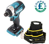 Makita DTD154 18V Brushless Impact Driver With 3 Pocket Screw Nails Fixing Pouch