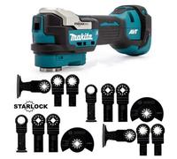 Makita Dtm52Z 18V Lxt Brushless Multi Tool Starlock Max Keyless + 12Pc Blade Set