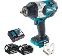 Makita DTW1004Z 18V Brushless 1/2" Impact Wrench with 2 x 6.0Ah Battery Charger