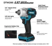 Makita DTW285 18V Brushless Electric Screwdriver 280N.m 1/2" Socket Rechargeable Drill Driver Compatible with Makita 18V Battery Only tool