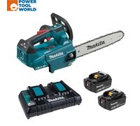Makita DUC306 Twin 18v LXT Cordless Brushless Top Handle Chainsaw 300mm 2 x 5ah Li-ion Charger