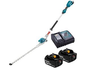 Makita Dun500W Lxt 18V Brushless Pole Hedge Cutter Trimmer 2 X 5Ah Batteries