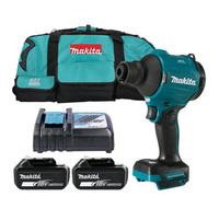 Makita Dust Blower Das180Z 18V Lxt Cordless Brushless 150M/s 2.8N With 2 X 5.0Ah Batteries, Charger & Lxt600 Tool Bag