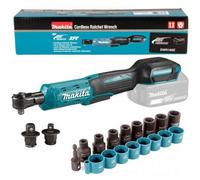 Makita Dwr180Z 18V Lxt Ratchet Wrench 1/4" Or 3/8" Square Drive + 9Pc Socket Set