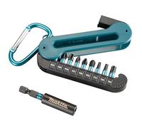 Makita 10 Piece Black Impact Driver Rated Bit Set Pozi Pz2 + Holder + Carabiner