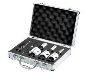 Makita E-12310 EZYCHANGE Hole Saw Set 7 Pieces in Aluminium Case, Bi-Metal HSS-Co Hole Saws Diameter 16-51 mm, Cutting Depth 44 mm, for Wood, Metal, Aluminium, Stainless Steel, Plastic