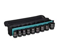 Makita E-16601 Impact Black Impact Socket Set 1/2 Inch 8-Piece in Bag SW10 - SW27 with O-Rings and Pins, Chrome Molybdenum, Impact Sockets 38 mm Long