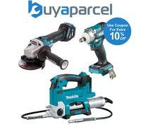 Makita Farmers Package 18v Grease Gun LXT + Brushless Grinder + Impact Wrench