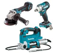 Makita Farmers Package 18V Grease Gun Lxt + Brushless Grinder + Impact Wrench