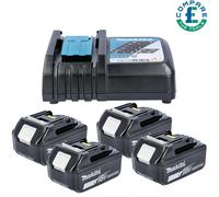 Makita Genuine DC18RC 7.2 - 18V Li-Ion Fast Charger + 4 x BL1850 5Ah Batteries