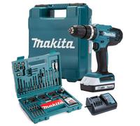 Makita Hp488Dwa 18V Lithium Combi Hammer Drill 1X 2Ah - 100 Screwdriver Bit Set