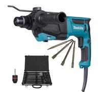 Makita HR2670/1 SDS+ Rotary Hammer 110V With Excel Chisel Set & Keyless Chuck