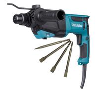 Makita HR2670/2 26mm SDS+ Rotary Hammer Drill 240V/800W With Excel Chisel Set