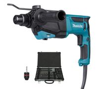 Makita HR2670 SDS+ Rotary Hammer 110V D-21200 17Pcs Drill Set & Keyless Chuck