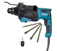 Makita HR2670 SDS+ Rotary Hammer 240V/800W With Excel Chisel Set & Keyless Chuck