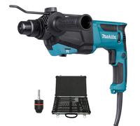 Makita HR2670 SDS+ Rotary Hammer 240V D-21200 17Pcs Drill Set & Keyless Chuck