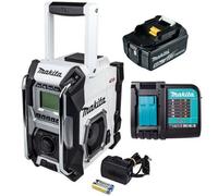 Makita Job Site Radio Mr001Gz01 White 18V Digital Display 5Ah Battery + Charger