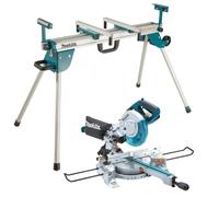 Makita LS0815FL 110v Sliding Compound Laser Mitre Saw 216mm + DEBWST06 Leg Stand