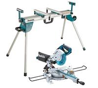 Makita LS0815FL 110v Sliding Compound Laser Mitre Saw 216mm + DEBWST06 Leg Stand