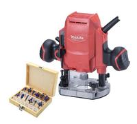 Makita M3601 240V Electric Plunge Router 900W 8mm 1/4" 3/8" + 12 Piece Set + Box