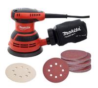 Makita M9204 125mm 5" 240V Electric Random Orbital Sander Dust Bag + 51 Sheets