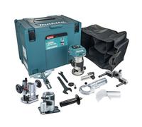 Makita RT001GZ16 40VMAX 6mm & 8mm Router Trimmer BL XGT (Bare Unit) with Guide and Base Set and MakPac Case