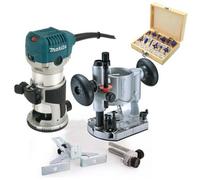 Makita Rt0700Cx4 240V 1/4" Router Laminate Trimmer +Guide + Plunge Base +Bit Set
