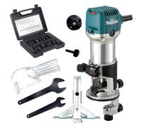 Makita Rt0702Cx4 1/4" Router Trimmer With Trimmer Guide 240V + 12Pc Trend Set