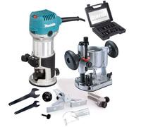 Makita Rt0702Cx4 240V 1/4" Router Laminate Trimmer Guide Plunge Base + Trend Set