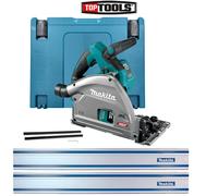 Makita SP001GZ03 40V Max BL 165mm Plunge Saw + 2 x Guide Rails, Connector & Case