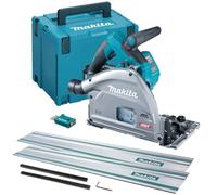 Makita SP001GZ03 40v MAX XGT Brushless Plunge Saw 165mm + 2x 1.5m Guide Rails
