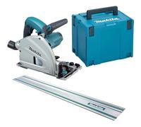 Makita SP6000J1 Plunge Cut Circular Saw 165mm 110v + 1.5m Guide Rail + Case - Non-Slip Handles, Splinter-Free Cutting, Tip Resistant, Vacuum Compatible