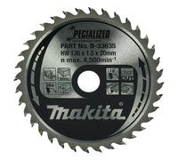 Makita SPECIALIZED Cordless Circular Saw Blade for Wood Cutting 136mm 36T 20mm