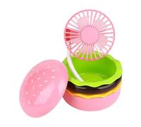 MAKIVI Mini Rechargeable Fan 500mAh Burger Shape Multifunction Desk Fan 3 Speeds Including Mirror Universal Fan,B