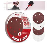 Makiwork 30PCS 225mm 6-Hole 120 Grit Hook & Loop Sanding Discs - Heavy-Duty Aluminum Oxide Sandpaper for Drywall Sander, Paint Removal, Wood & Metal Surface Prep