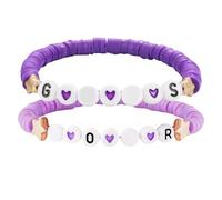 Makloee 2-Piece Purple Soft Pottery Bracelet, Idol Support Jewelry, Olivia Rodrigo Fan Bracelet, Unique Fan Gift (Music Festival, Birthday)