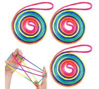 Makloee Cats Cradle String, 3Pcs Rainbow Colour Fumble Finger Thread Rope, Flexible Finger String Games Toy for Kids Adults Party Games