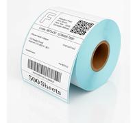 MakMeFre 10x15cm Thermal Shipping Labels,Strong Adhesive,Perforated,Commercial Grade,Waterproof Postage Labels Compatible with Most Thermal Printer(1Rolls/500Labels)