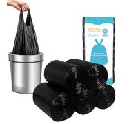 MakMeFre 5Rolls 15L Portable Trash Bags,Thicken Small Garbage Bags for Office,Bedroom,Kitchen Waste Bin(150Counts,Black)
