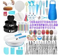 Makmeng 722pcs Cake Decorating Kit - Baking Supplies with Springform Pans, Cake Rotating Turntable, Icing Piping Bags and frosting Tips Set - Cake Decorating Tools for Beginners