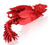 Makoike 3D Printed Dragon with Wings Feathered Wyvern Dragon Fidget Articulated Animals 3D Printed Toys Desktop Pet (Red)