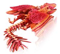 Makoike 3D Printed Dragon with Wings Feathered Wyvern Dragon Fidget Articulated Animals 3D Printed Toys Desktop Pet (Orange)