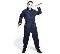 Makoike 3Pcs Michael Myers Costume Adult Scary Killer Mask Horror Overalls Mens Carnival Halloween Costume Cosplay Outfits