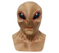 Makoike Alien Mask Halloween Realistic Green Alien Full Head Masks Carnival Halloween Costume Cosplay Latex Props Adults (White)
