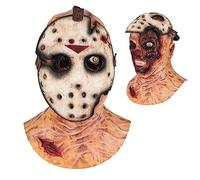 Makoike Double Jason Mask Horror Scary Zombie Killer Masks Halloween Costume Cosplay Latex Props for Adult Men Women