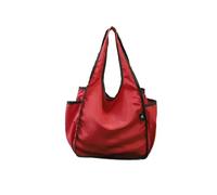 MAKOMAKI Large Capacity Lady Tote Bag Foldable Thickening Shopping Bag Lightweight Handbag Double-layer Shoulder Bag for Women(Red)